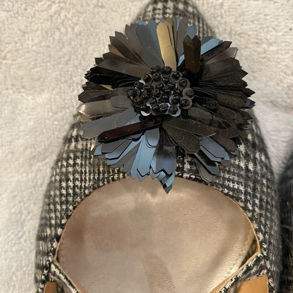 J.Crew Sadie Cross Strap Pointy Toe Flat Houndsooth Sz 10 NWOB - Picture 3 of 4